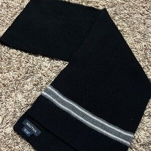 Nautica Men's Scarf in Black with Gray Stripes